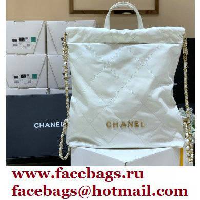 Chanel Shiny Calfskin CHANEL 22 Backpack Bag AS3313 in Original Quality White/Gold 2022 - Click Image to Close