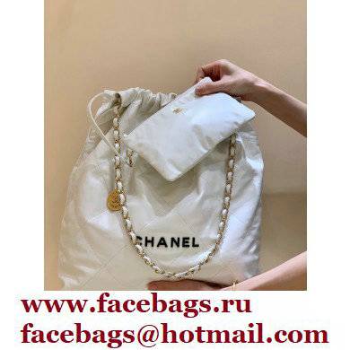 Chanel Shiny Calfskin CHANEL 22 Large Handbag AS3262 in Original Quality White/Black 2022 - Click Image to Close