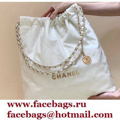 Chanel Shiny Calfskin CHANEL 22 Large Handbag AS3262 in Original Quality White/Gold 2022 - Click Image to Close