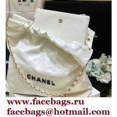 Chanel Shiny Calfskin CHANEL 22 Medium Handbag AS3261 in Original Quality White/Black 2022 - Click Image to Close