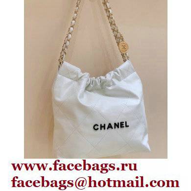 Chanel Shiny Calfskin CHANEL 22 Small Handbag AS3260 in Original Quality White/Black 2022 - Click Image to Close