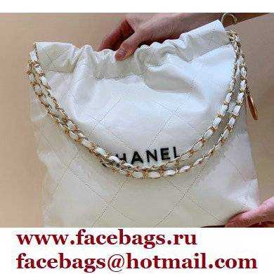 Chanel Shiny Calfskin CHANEL 22 Small Handbag AS3260 in Original Quality White/Black 2022 - Click Image to Close