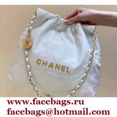 Chanel Shiny Calfskin CHANEL 22 Small Handbag AS3260 in Original Quality White/Gold 2022 - Click Image to Close