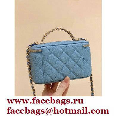 Chanel Vanity Case Bag with Chain Handle AP2805 in Original Quality Grained Calfskin Baby Blue 2022