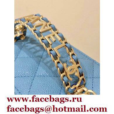 Chanel Vanity Case Bag with Chain Handle AP2805 in Original Quality Grained Calfskin Baby Blue 2022 - Click Image to Close
