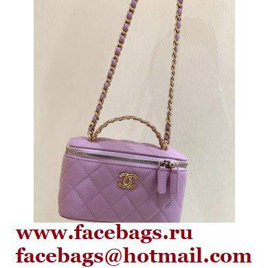 Chanel Vanity Case Bag with Chain Handle AP2805 in Original Quality Grained Calfskin Light Purple 2022 - Click Image to Close