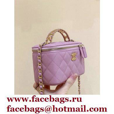 Chanel Vanity Case Bag with Chain Handle AP2805 in Original Quality Grained Calfskin Light Purple 2022 - Click Image to Close