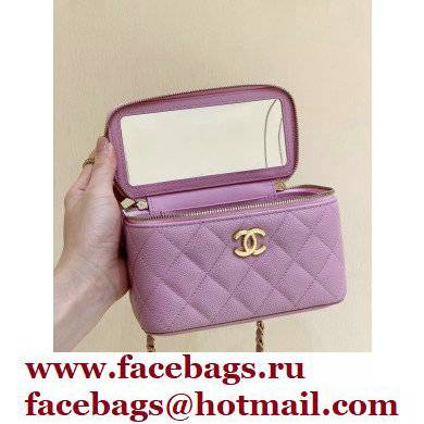 Chanel Vanity Case Bag with Chain Handle AP2805 in Original Quality Grained Calfskin Light Purple 2022