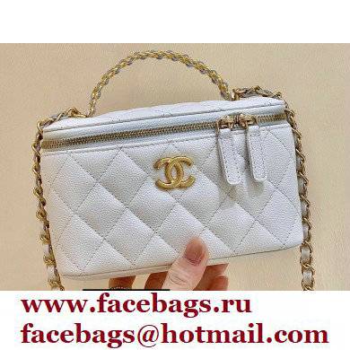 Chanel Vanity Case Bag with Chain Handle AP2805 in Original Quality Grained Calfskin White 2022 - Click Image to Close