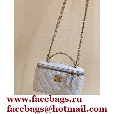 Chanel Vanity Case Bag with Chain Handle AP2805 in Original Quality Grained Calfskin White 2022