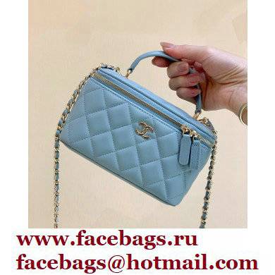 Chanel Vanity Case Bag with Chain Top Handle AP2199 in Original Quality Lambskin Baby Blue 2022