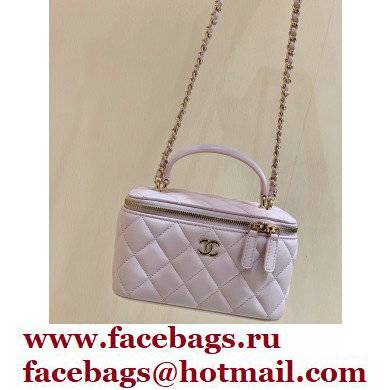 Chanel Vanity Case Bag with Chain Top Handle AP2199 in Original Quality Lambskin Cherry Pink 2022