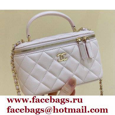 Chanel Vanity Case Bag with Chain Top Handle AP2199 in Original Quality Lambskin Cherry Pink 2022 - Click Image to Close