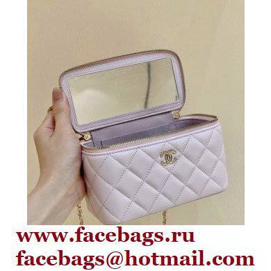 Chanel Vanity Case Bag with Chain Top Handle AP2199 in Original Quality Lambskin Cherry Pink 2022 - Click Image to Close