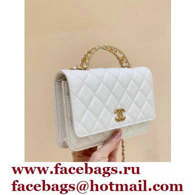 Chanel Wallet on Chain WOC Bag with Chain Handle AP2804 in Original Quality Grained Calfskin White 2022 - Click Image to Close