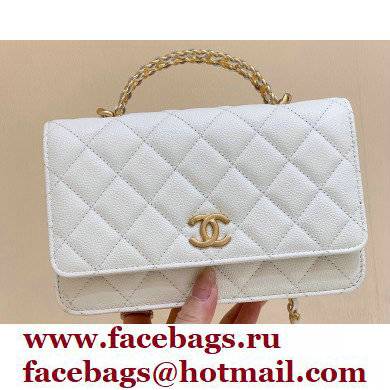 Chanel Wallet on Chain WOC Bag with Chain Handle AP2804 in Original Quality Grained Calfskin White 2022 - Click Image to Close
