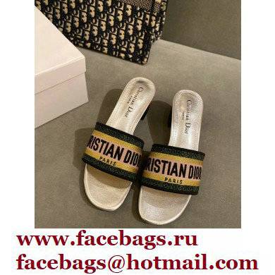 Dior Heel 4.5cm Embroidered Cotton Dway Slides 03 2022 - Click Image to Close