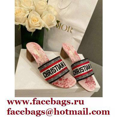 Dior Heel 4.5cm Embroidered Cotton Dway Slides 04 2022 - Click Image to Close