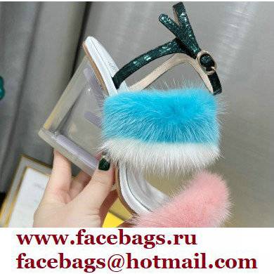 Fendi First mink High-heeled Sandals Pink/Blue 2022