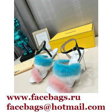 Fendi First mink High-heeled Sandals Pink/Blue 2022