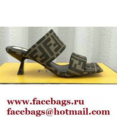 Fendi Heel 6cm FF Fabric Sandals 2022