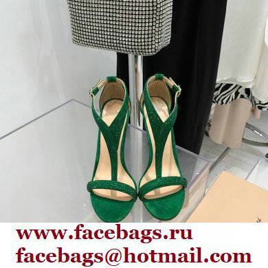 Gianvito Rossi Heel 10.5cm Eiko Stiletto Leather Sandals Crystals Green 2022