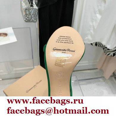 Gianvito Rossi Heel 10.5cm Eiko Stiletto Leather Sandals Crystals Green 2022 - Click Image to Close