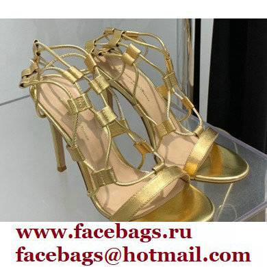 Gianvito Rossi Heel 10.5cm Giza Leather Sandals Metallic Gold 2022 - Click Image to Close