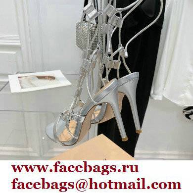 Gianvito Rossi Heel 10.5cm Giza Leather Sandals Metallic Silver 2022 - Click Image to Close