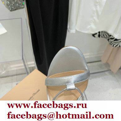Gianvito Rossi Heel 10.5cm Giza Leather Sandals Metallic Silver 2022 - Click Image to Close