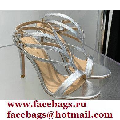 Gianvito Rossi Heel 10.5cm T-strap Sandals Metallic Silver 2022 - Click Image to Close