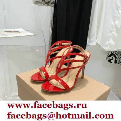 Gianvito Rossi Heel 10.5cm T-strap Sandals Patent Red 2022 - Click Image to Close