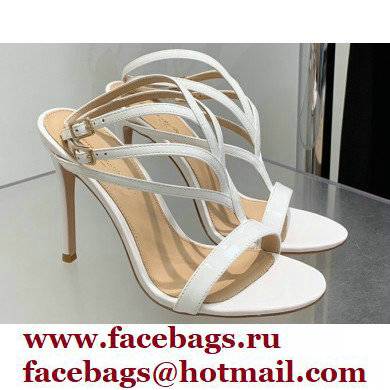 Gianvito Rossi Heel 10.5cm T-strap Sandals Patent White 2022 - Click Image to Close