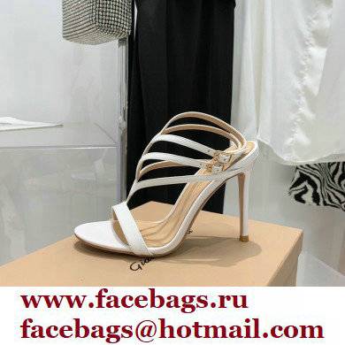 Gianvito Rossi Heel 10.5cm T-strap Sandals Patent White 2022 - Click Image to Close