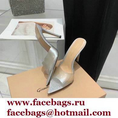 Gianvito Rossi Heel 10.5cm TPU Plexi ELLE Mules PVC Glitter Silver 2022 - Click Image to Close