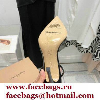 Gianvito Rossi Heel 10.5cm TPU Plexi Ribbon d'Orsay Slingback Pumps PVC Black 2022 - Click Image to Close