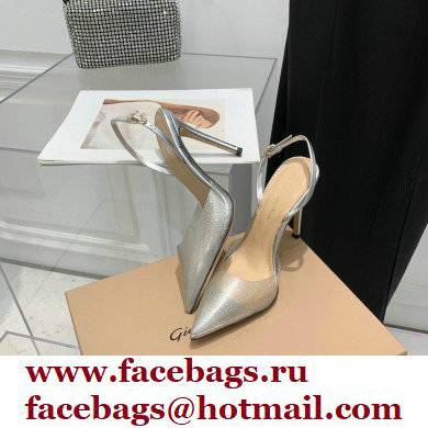Gianvito Rossi Heel 10.5cm TPU Plexi Ribbon d'Orsay Slingback Pumps PVC Glitter Silver 2022 - Click Image to Close