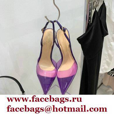 Gianvito Rossi Heel 10.5cm TPU Plexi Ribbon d'Orsay Slingback Pumps PVC Purple 2022