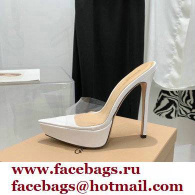 Gianvito Rossi Heel 13.5cm Platform 3cm TPU Plexi BETTY Mules PVC White 2022 - Click Image to Close
