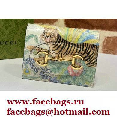 Gucci 1955 Horsebit Card Case Wallet 621887 Tiger Print - Click Image to Close