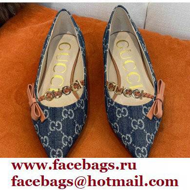 Gucci Ballet Flats with 'GUCCI' 674772 GG Denim Blue 2022 - Click Image to Close