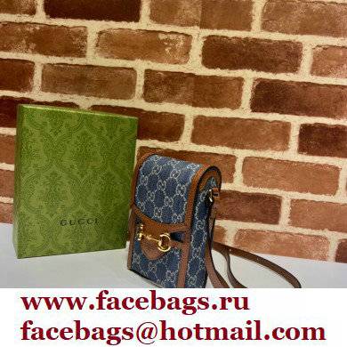 Gucci Horsebit 1955 Mini Bag 625615 GG Denim Blue