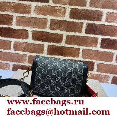 Gucci Horsebit 1955 Mini Shoulder Bag 658574 GG Denim Black