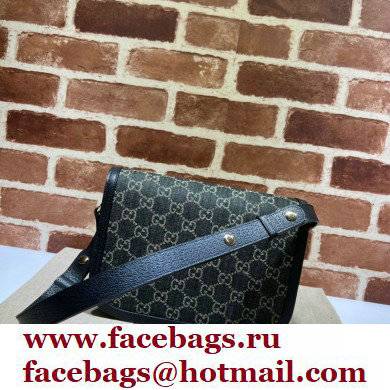 Gucci Horsebit 1955 Small Shoulder Bag 602204 GG Denim Black