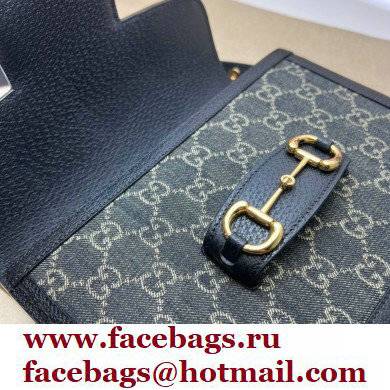 Gucci Horsebit 1955 Small Shoulder Bag 602204 GG Denim Black