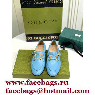 Gucci Horsebit T-bar Leather Loafers Blue 2022