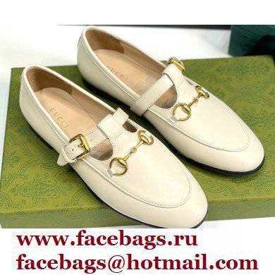 Gucci Horsebit T-bar Leather Loafers White 2022
