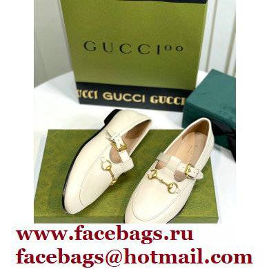 Gucci Horsebit T-bar Leather Loafers White 2022 - Click Image to Close