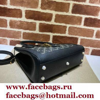 Gucci Jackie 1961 Medium Tote Bag 685129 GG Denim Black