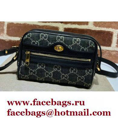 Gucci Ophidia GG Mini Bag 517350 Washed GG Denim Black - Click Image to Close
